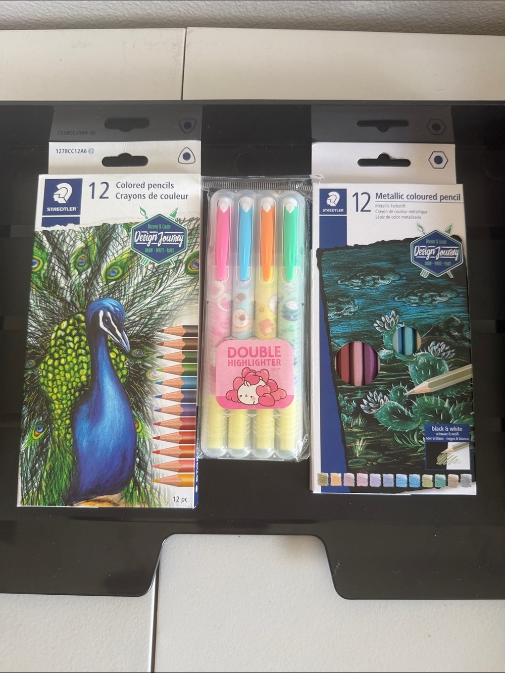 Bundle of 3- Boxes of Colored & Metallic Pencils, Themed Double Highlighters